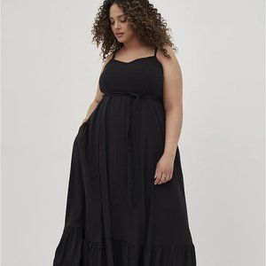 Torrid Cross Hatch Tie Waist Tiered Maxi Dress - Black size 1
